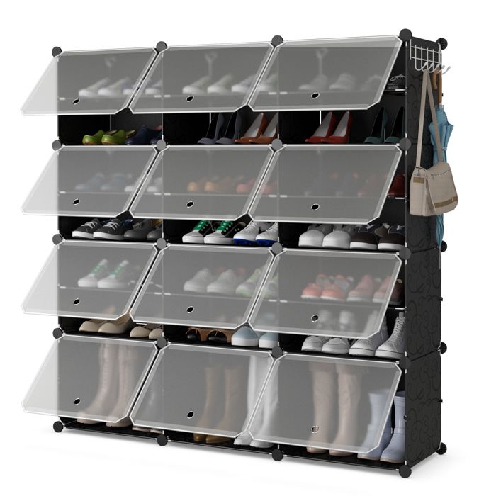 COSTWAY Armoire Meuble à Chaussures Extensible à 8 Niveaux pour 48 Paires Panneau Amovible pour Talons et Bottes 124 x 32 x 125cm