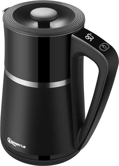 Bouilloire Électrique Huslog 1,7 L Tactile – 2200W, 5 Programmes, Temp 40-100°C, Maintien Au Chaud, Noir Inox