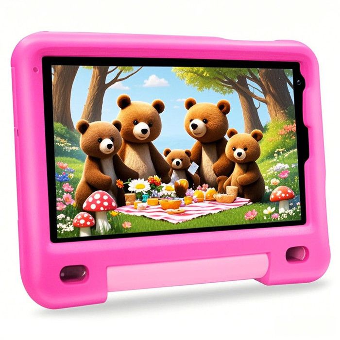 Tablette Enfants Android 12 4 Go + 64 Go / TF 128 Go Tablette 8 Pouces avec Contrôle Parental Double Caméra WiFi Kid-Proof