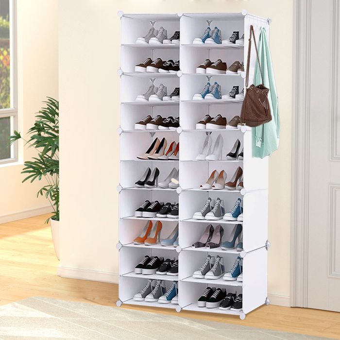 SUPFINE Étagère à Chaussures Armoire à Chaussures avec 10 Compartiments pour Vestiaire et Entrée pour jusquà 40 paires