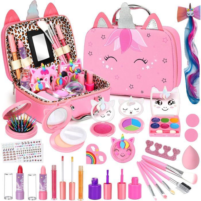 Maquillage Enfant Fille Coffret Maquillage Enfant Fille Jouet Lavable et Non Toxique Jouet Créatif Cadeau e Noël pour Filles