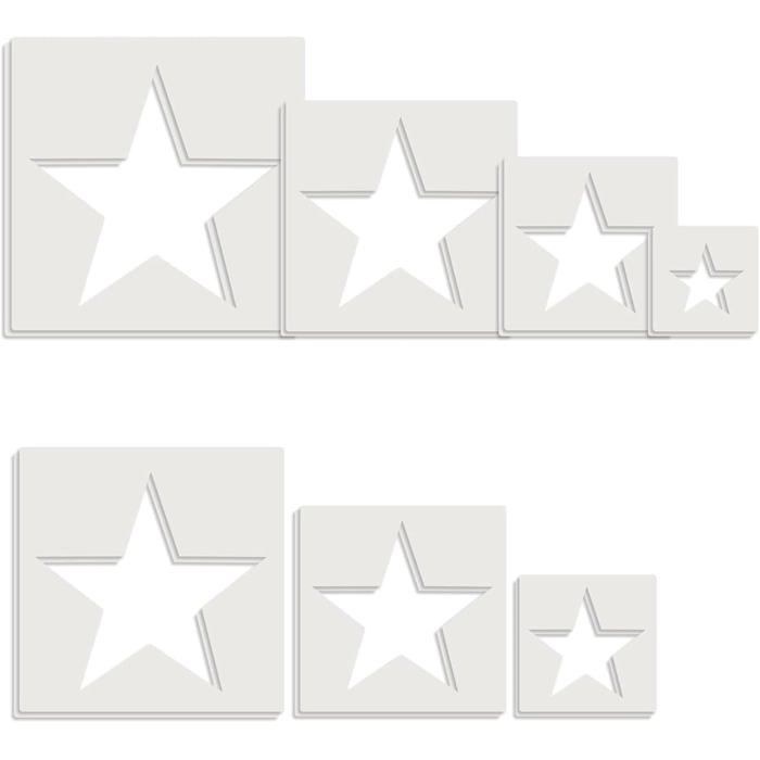Lot De 5 Pochoirs Étoiles KINBOM - Plastique Réutilisable Pour Peinture Sur Bois, Tissu, Papier Et Mur