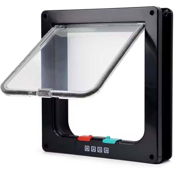 Meilleurs prix pour Chatière manuelle et chatière intelligente 20 x 19 cm noire écran en verre acrylique niche pour chat