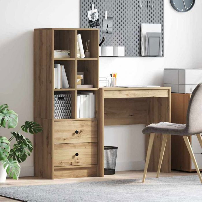 Bureau - rehausse bureau Vidaxl Bureau avec rangement 2 pcs chêne artisanal 70 x 40 x 76 cm