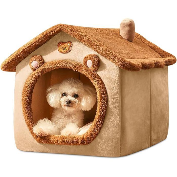 Comparer les prix de Niche pour Chien Intérieur et Maison Chat Pliable Grotte pour Chat et Igloo Chat Chaud et Confortable Lit L Marron CORBEILLE