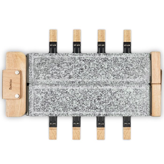 H.Koenig WOD362 Raclette pierre à cuire 8 personnes design bois