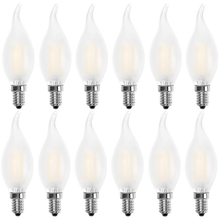 Ampoule LED E14 FlammeForme de BougieBlanc Chaud 2700K4W Equivalence Incandescence 40W400lm Lot de 12