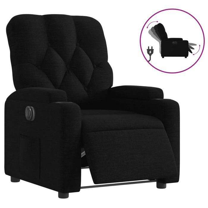 CHIC Fauteuil inclinable électrique Noir Tissu - 74x86 5x93 5 cm 658015 S11