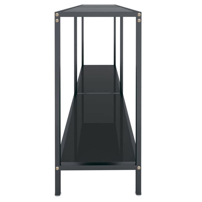 Table console en verre trempé - vidaXL - 140x35x75 5 cm - Noir - Verre trempé - Acier enduit de poudre