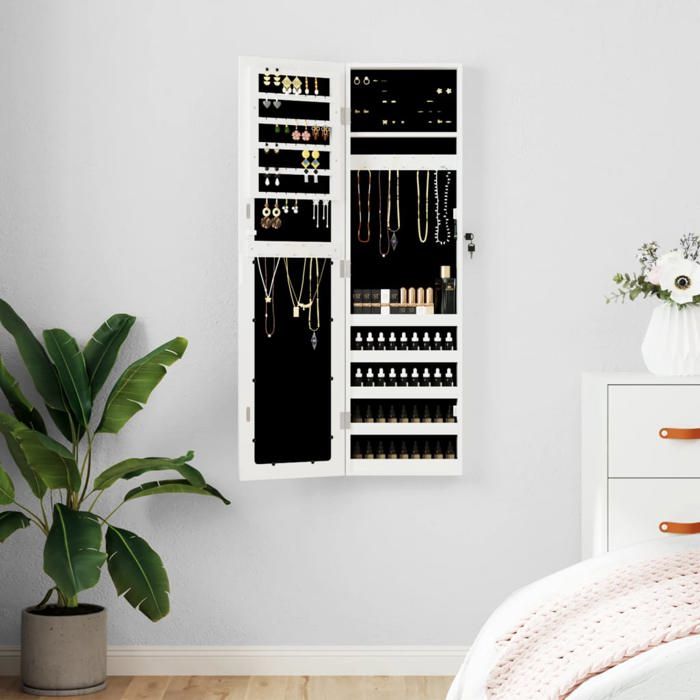 Armoire à bijoux avec miroir - vidaXL - Blanc - 30x8 5x106 cm - Bois dingénierie - Miroir pleine longueur