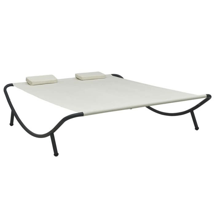 SALE 2026 Lit de jardin Crème - Chaise longue dextérieur Tissu Crème PRO342607103