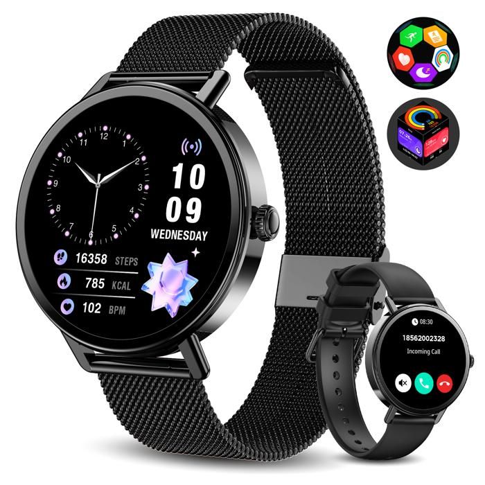 Montre Connectée Femme avec Appel Bluetooth 1.26 HDSanté Au Féminin 100+ Sports Cardio/SpO2/ Sommeil CaloriesCadeau Femme