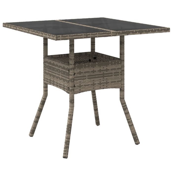 STAR SALE® Table de jardin( 1 pc ) - Table cuisine - dessus en verre gris 80x80x75 cm résine tressée T298