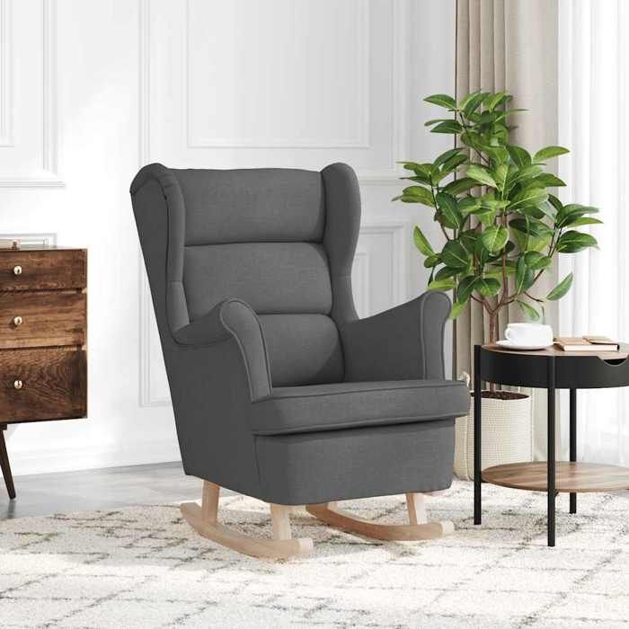 NEW 2026 Fauteuil à bascule - Chaise Relaxant avec Accoudoirs - gris foncé 74x90x102 cm tissu L6259