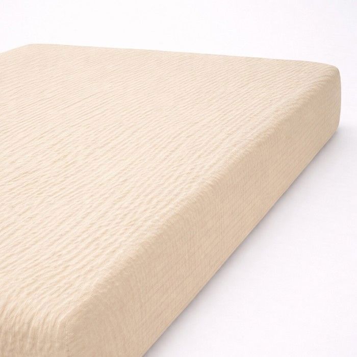 Drap housse 160x200 cm en Gaze de coton Beige ivoire LOVELY HOME