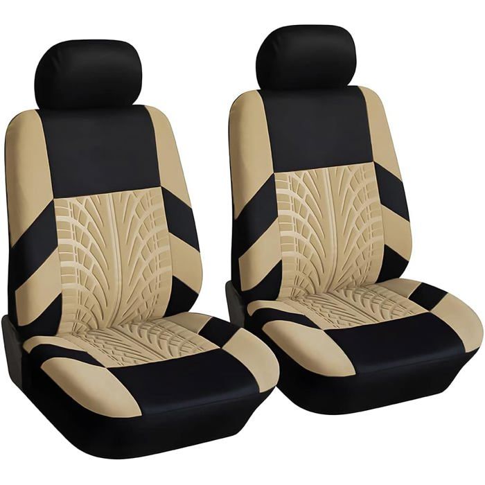 Housses de siège auto pour sièges avant protections de siège en polyester imperméable et respirant（Beige）