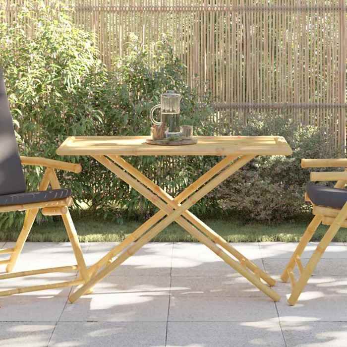 Soldes printemps Table terrasse - Brun - Table de jardin - 1 PC - pliable 110x55x75 cm bambou T301