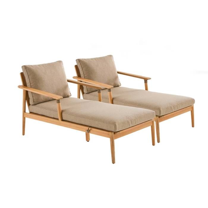 Bain de soleil bois dacacia et cordage (lot de 2) CORDELIA
