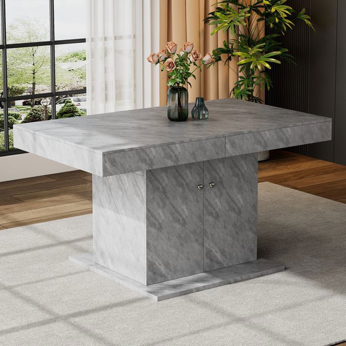 Table à manger extensible avec rangement grise Maisentiel