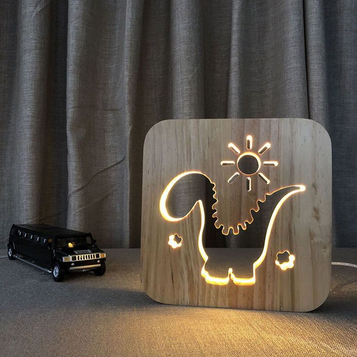 Veilleuse - OKZ - Empreinte 3D - Bois - LED USB rechargeable - Empreinte patte chien/chat