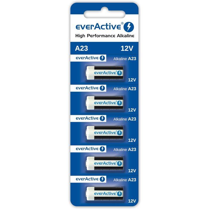 5 x EverActive piles alcalines MN21 A23 12 V V23GA -23 A (1 Carte Blister)