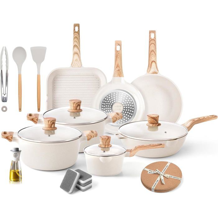 Ensemble De Casseroles Et Poêles Antiadhésives Avec CouverclesBatterie De Cuisine Pour Grill Et Plaque À InductionPoêles Non Tox