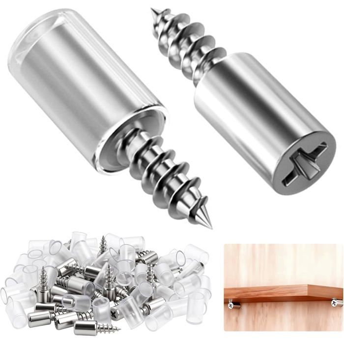 60 Pcs Cheville de Support Etagère 7mm Taquet Etagere Goupilles de Supports détagère à Vis Autotaraudeuses Taquets pour étagères