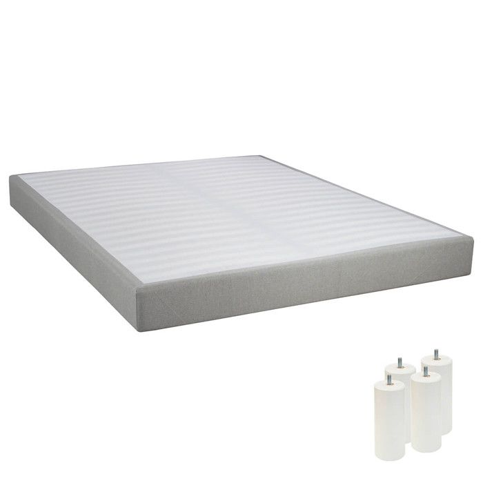 Tapikit - Sommier Tapissier Démontable 2x20 Lattes 160x200cm Lin + Pieds Blancs 15cm Tapikit - Sommier Tapissier Démontable 2x20 Lattes 160x200cm Lin + Pieds Blancs 15cm