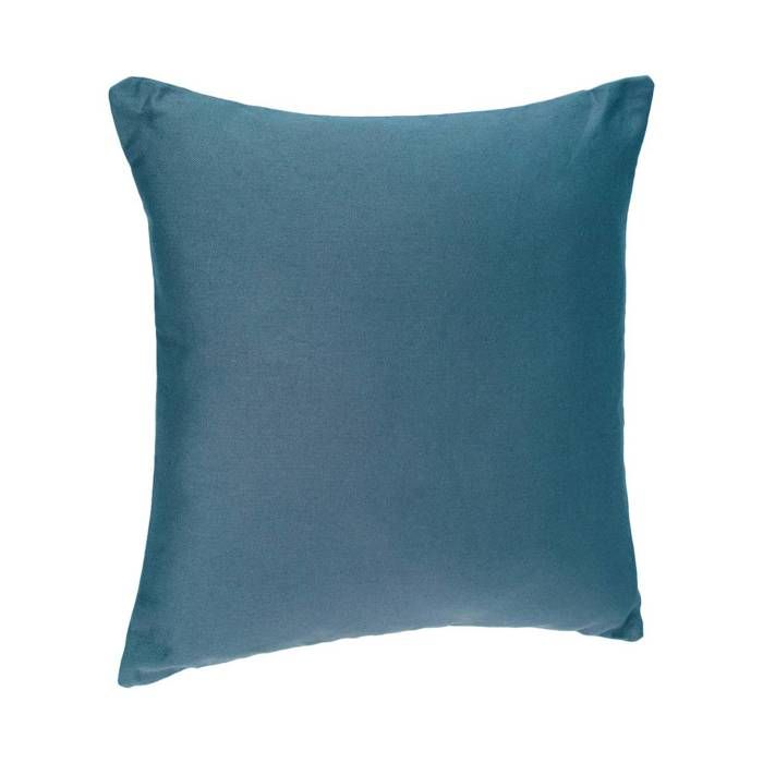 Coussin Anjali déhoussable en coton bleu canard 38x38cm - Atmosphera Créateur dintérieur