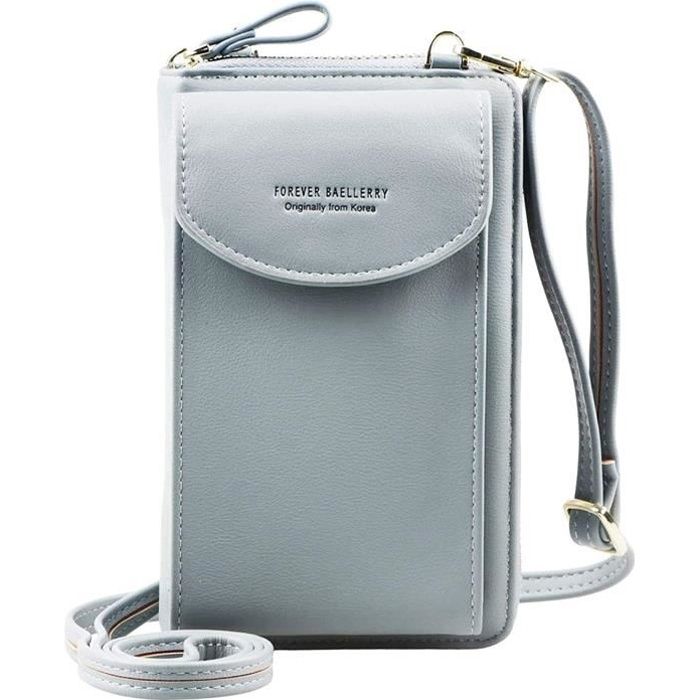 Sac pour Mobile téléphone Portable Mini Sacs bandoulière Réglable Femmes Portefeuille Sac en Cuir PU Porte Monnaie Pochette Bleu