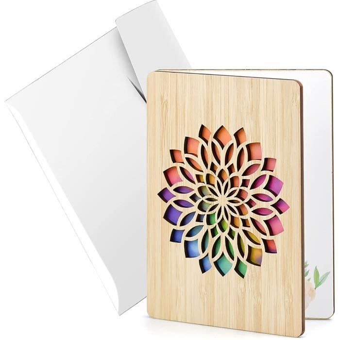 Carte De Vœux En Bois - Fourrure Douce - Originale - Neuf