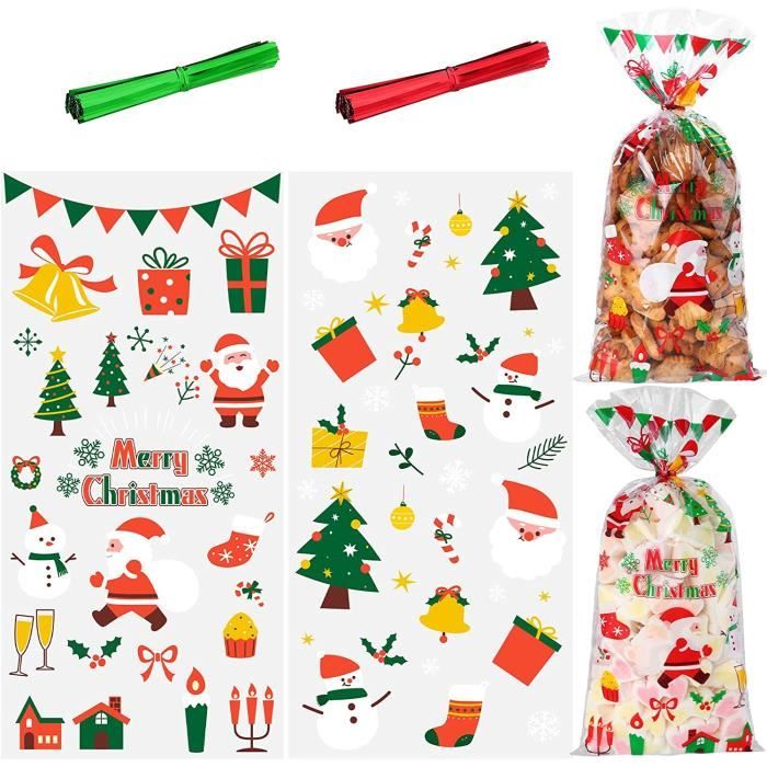 100 Sachet Bonbons Anniversaire Bonbon 27x13cm Transparent Liens