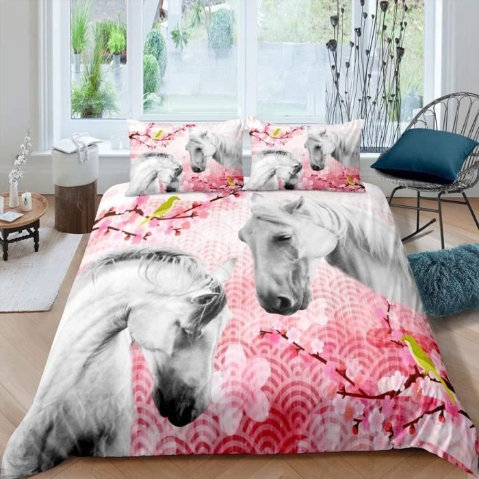 Housse De Couette Cheval Noir 3D Housse De Couette Cheval Animal Parure