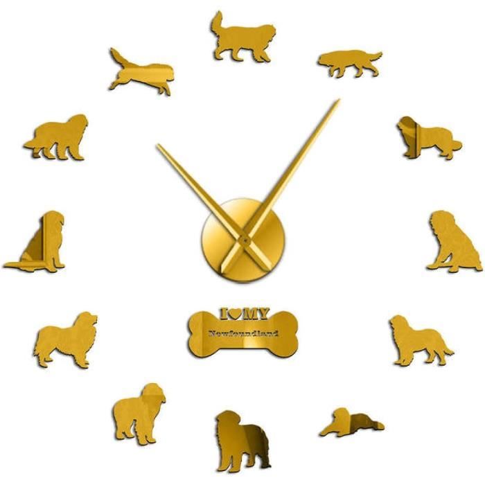 Horloge Murale 3D DIY Échecs - Effet Miroir Doré - Diamètre 94 Cm - À Assembler Soi-Même - Pile AA Non Incluse - 6