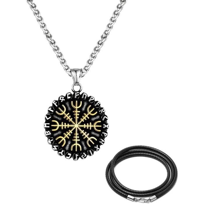 Collier Pendentif Homme Totem Soleil - Chaîne 60cm, Motif Amérindien Aigle, Vintage, Anti-ternissement, Cadeau - 2