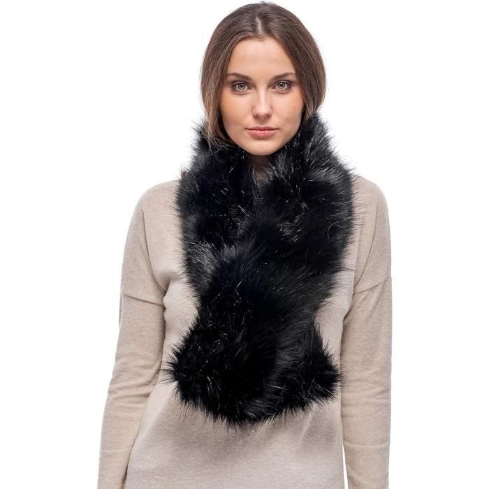 Grand Col Châle En Fausse Fourrure Imitation Renard Gris Argenté - Marque DONATZELLI - Neuf Avec étiquettes