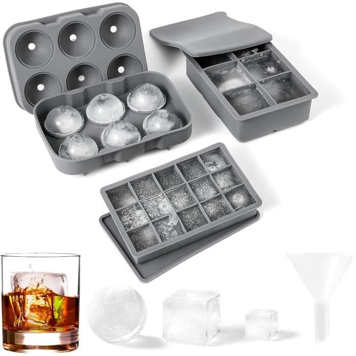Lot De 3 Moules à Glaçons Avec Bac Et Pelle - Grande Capacité, Démoulage Facile Pour Cocktails