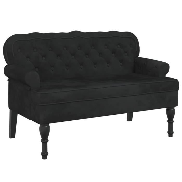 Banc avec dossier noir - Velours - 1195x645x75 cm - Elégance - Chic