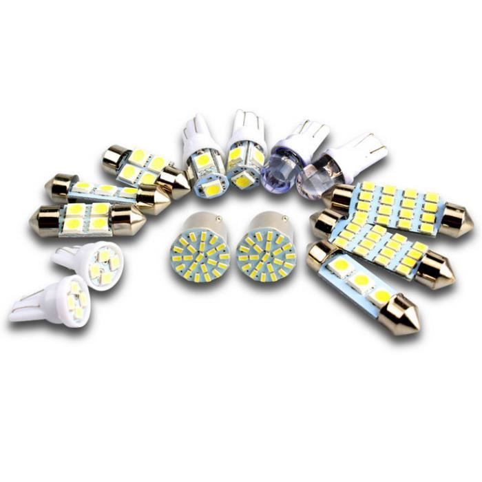 14 Pcs Ampoules De Voiture Led Luminosite T10 Ampoule Plaque