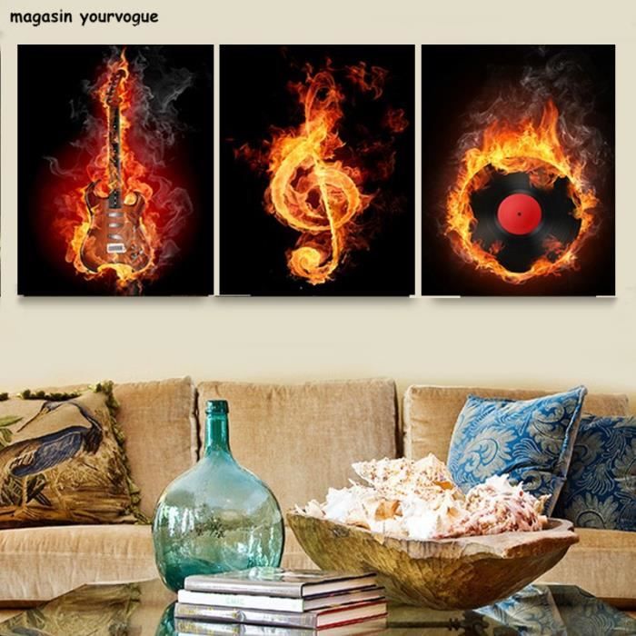 Musique 3 Pièce Toile Peinture Murale Abstraite Home Decor Noir Gravure  Guitare Pop Art Toile Photos pour Salon non encadré - Achat / Vente tableau  - toile - Cdiscount