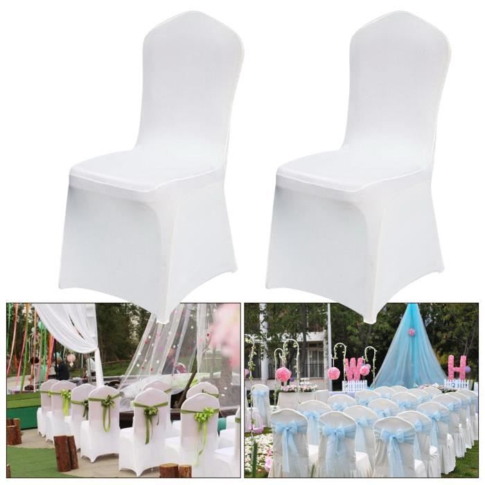 Homdox Lot De 100 Housses De Chaise Spandex Polyester Blanc