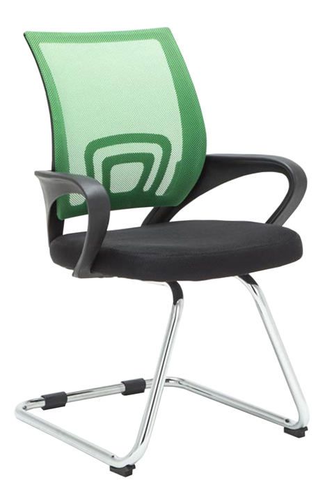 chaise de bureau reception sans roulettes dossier en maille avec accoudoirs vert