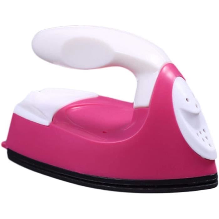 Mini Fer à Repasser électrique Rose – Jouet D'imitation Pour Enfants, Avec Lumière Et éponge Tournante