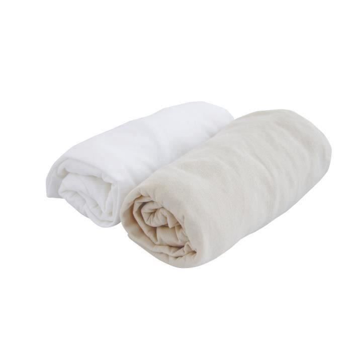 Domiva Lot De 2 Draps Housse Blanc Jaune 70x140 Cm Cdiscount Puericulture Eveil Bebe
