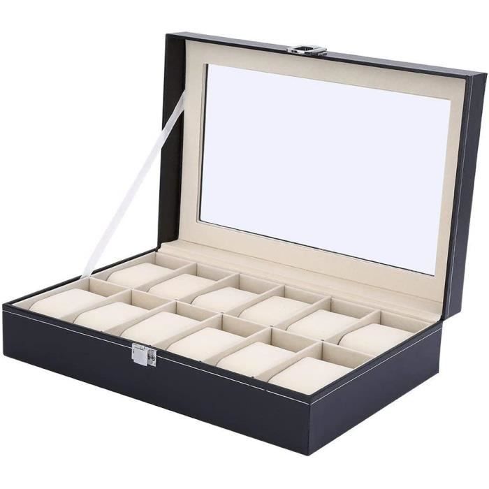 Boîte De Rangement Pour Montres En Simili Cuir - Idéale Cadeau Fête Des Pères - Bleu - Protection Anti-rayures