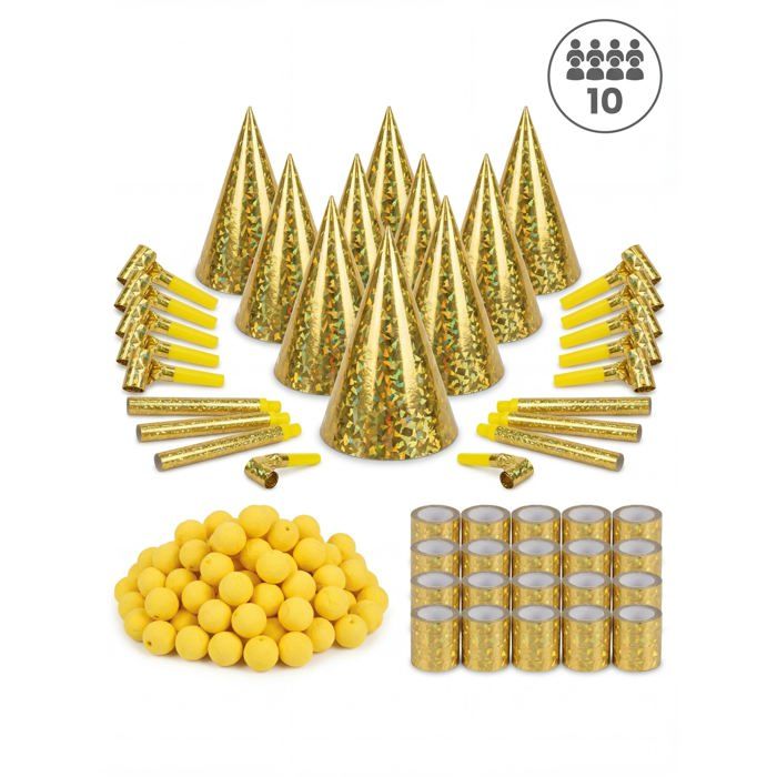 Kit cotillons dorés 10 personnes - Or