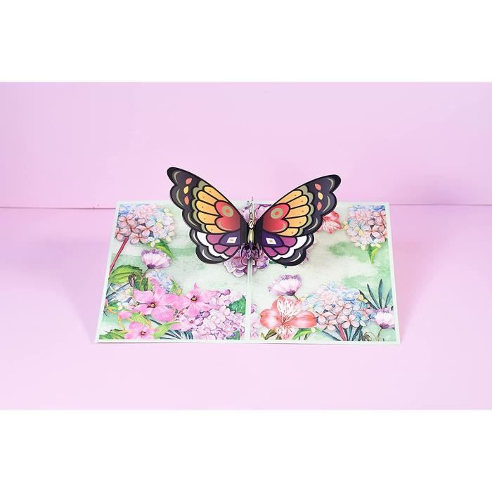 CARTE DE VŒUX Avec Motif Papillon, Cartes D'Anniversaire 3D Faites à La