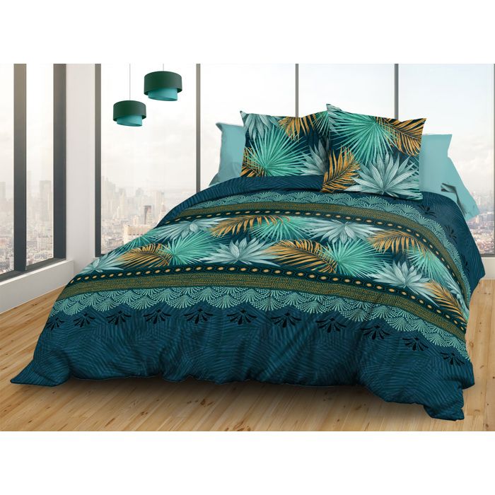 Housse de couette 220x240 + 2 taies - Pur coton 57 fils - Paraiso Housse de couette 220x240 + 2 taies - Pur coton 57 fils - Paraiso