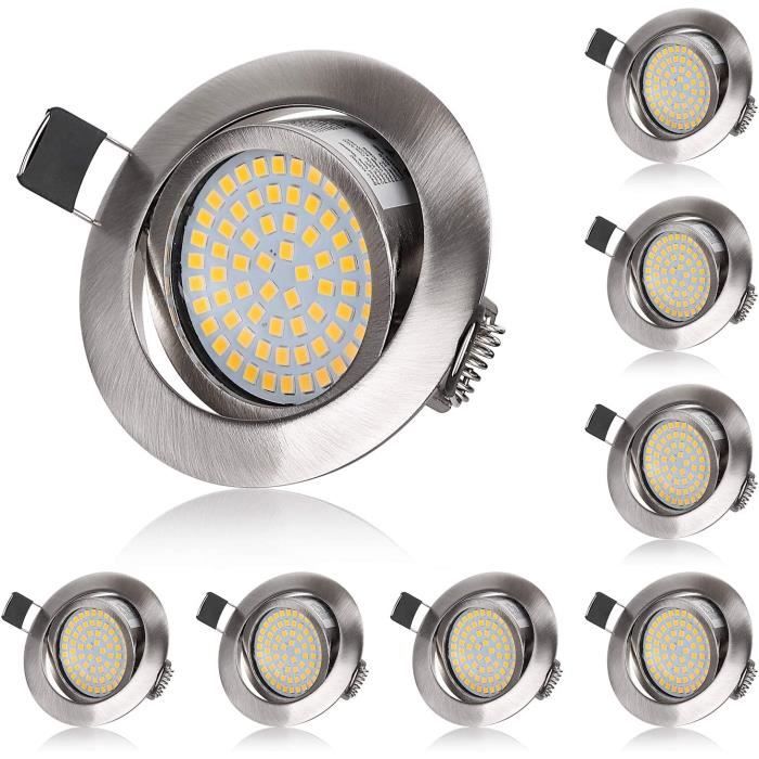 Lot De 6 Spots LED Encastrables DEIFUA 6.5W Blanc Chaud 3000K - 810 Lumens, Orientables 30°, Trou 75mm - 2