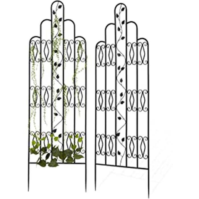 Relaxdays Support Pour Plantes Grimpantes, Set De 2, Jardin Et Balcon, 120 Cm, 4 Anneaux, Fer Et Plastique, Vert